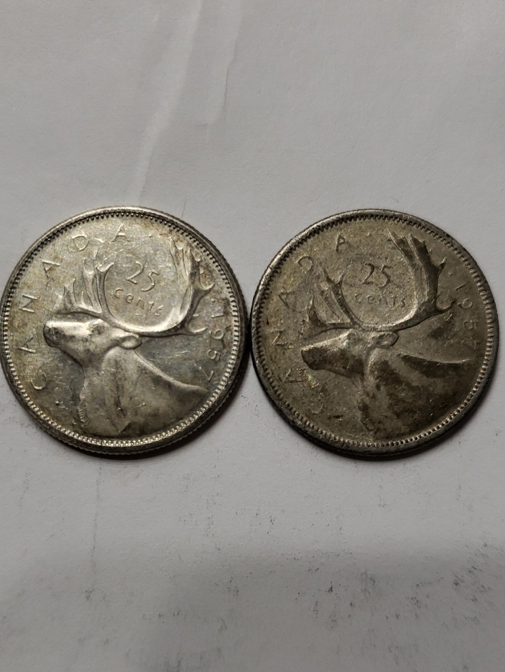 Canadian 1957 25 Cents Moose Design - Set Of 2